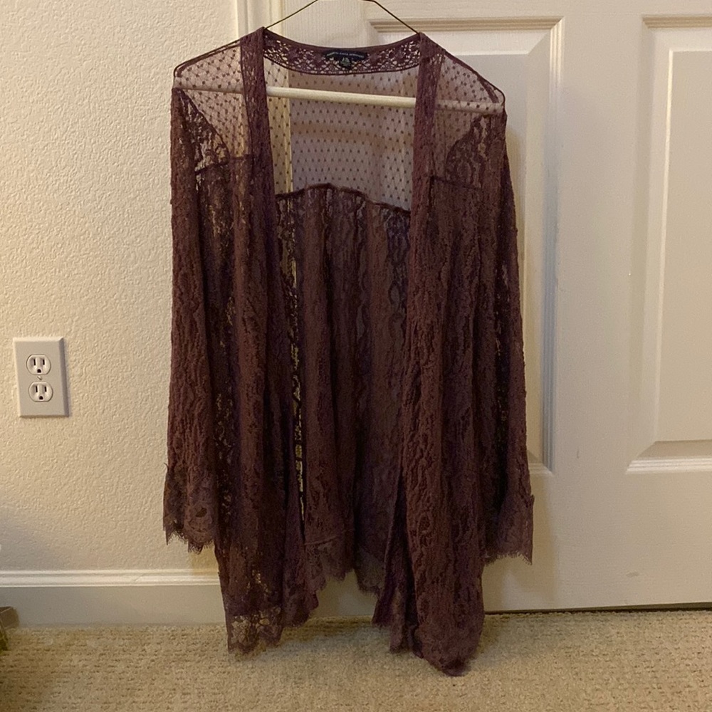 Sheer purple lace cardigan